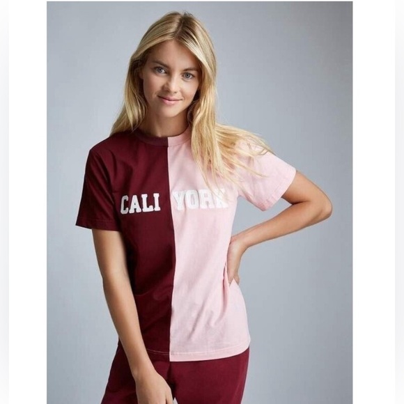 Cali York Bandier x Cynthia Rowley Dual Colored T Shirt - Picture 1 of 4